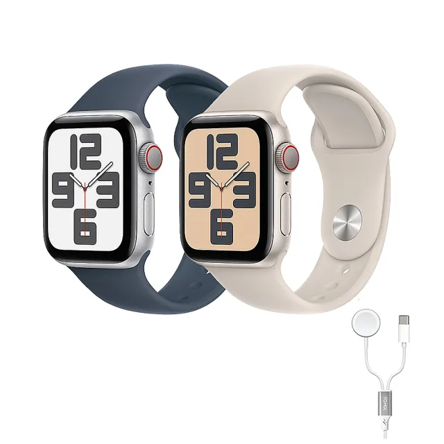 二合一充電線組【Apple】Apple Watch SE2 2023 LTE 44mm(鋁金屬錶殼搭配運動型錶帶)