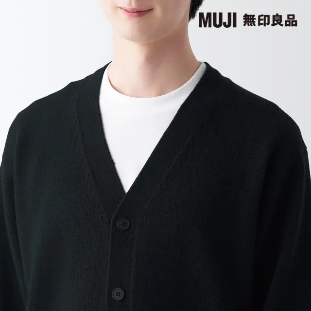 【MUJI 無印良品】男羊毛可水洗中密織V領開襟衫(共6色)