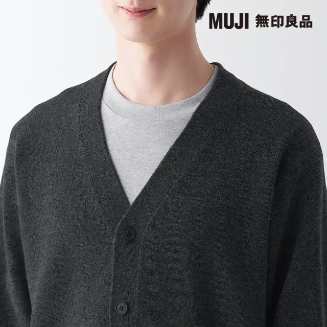 【MUJI 無印良品】男羊毛可水洗中密織V領開襟衫(共6色)