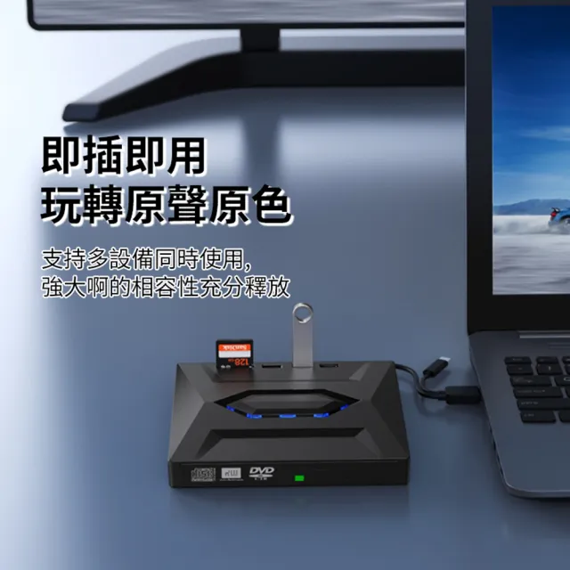 【ANTIAN】USB外接式CD/DVD光碟機 四合一多功能讀取燒錄機 可插卡/U盤刻錄機