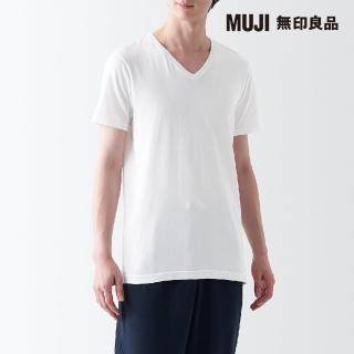 【MUJI 無印良品】男棉混保暖V領短袖T恤(共3色)