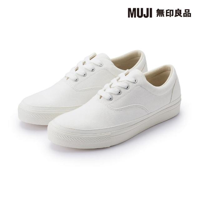 【MUJI 無印良品】撥水加工封閉式鞋襟休閒鞋(柔白)