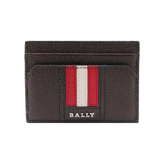 BALLY Thar 防刮皮革紅白條四卡卡片夾(622181