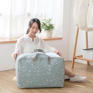 【E.City】2入-棉麻文青風大容量衣物棉被萬用收納袋(大藍)