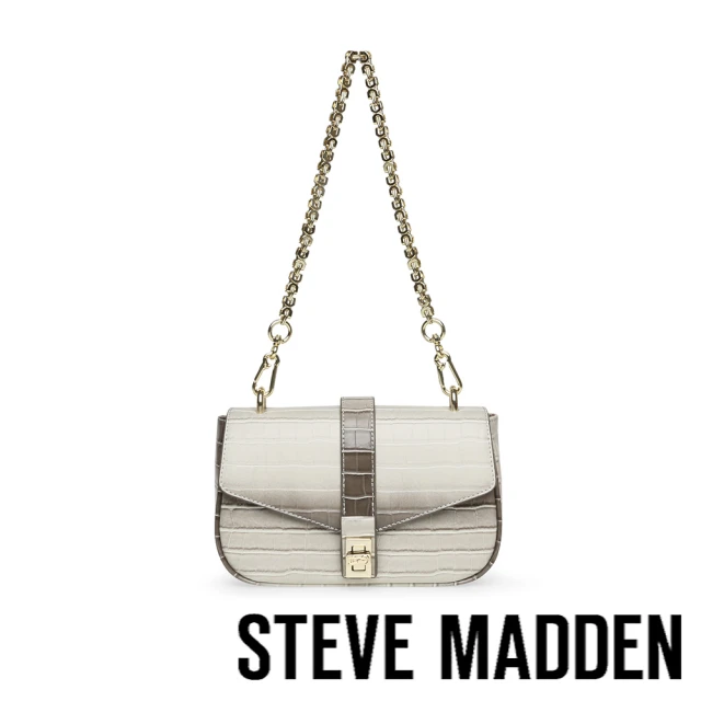 STEVE MADDEN BJARVIS 蛇皮紋皮帶式肩背包(灰白色)