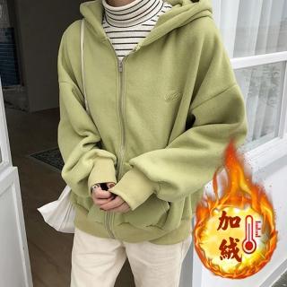 【那木】厚棉刷絨保暖連帽外套(學院風加厚加絨口袋上衣)