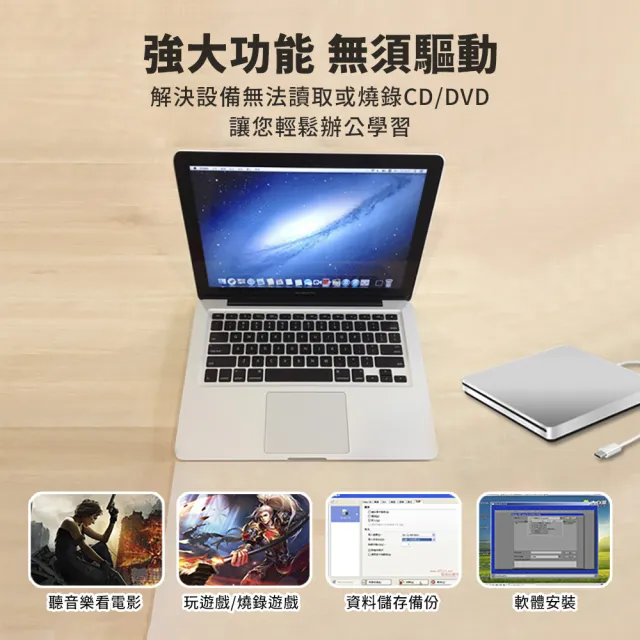 【Mr.U 優先生】Type-C 外接光碟機 附USB3.0轉接頭 CD/DVD讀取燒錄 吸入式(VCD Combo機 MacBook 桌機適用)