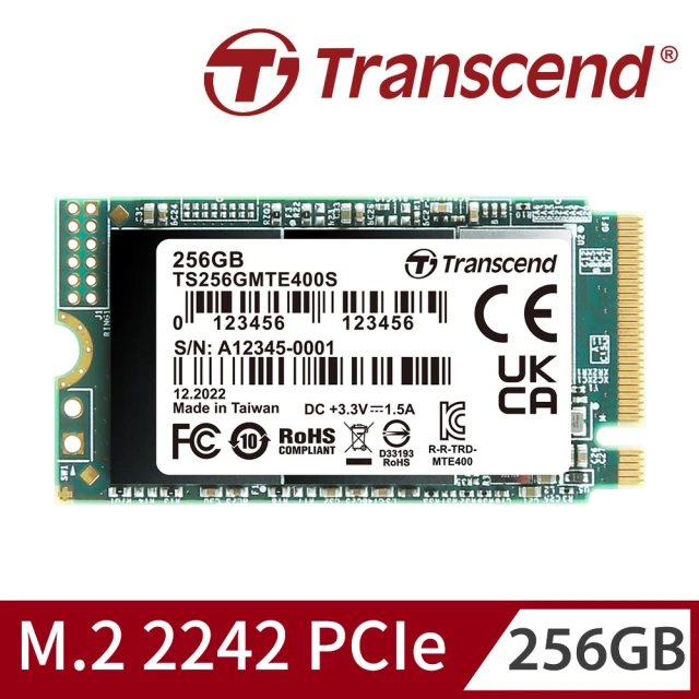 【Transcend 創見】MTE400S 256GB M.2 2242 PCIe Gen3x4 SSD固態硬碟(TS256GMTE400S)