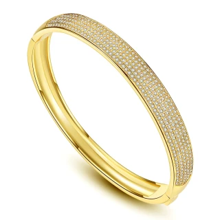 【Aphrodite 愛芙晶鑽】美鑽手環 排鑽手環/閃耀華麗微鑲美鑽排鑽造型手環(黃金色)