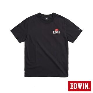 【EDWIN】男裝 旭日小LOGO印花短袖T恤(黑色)