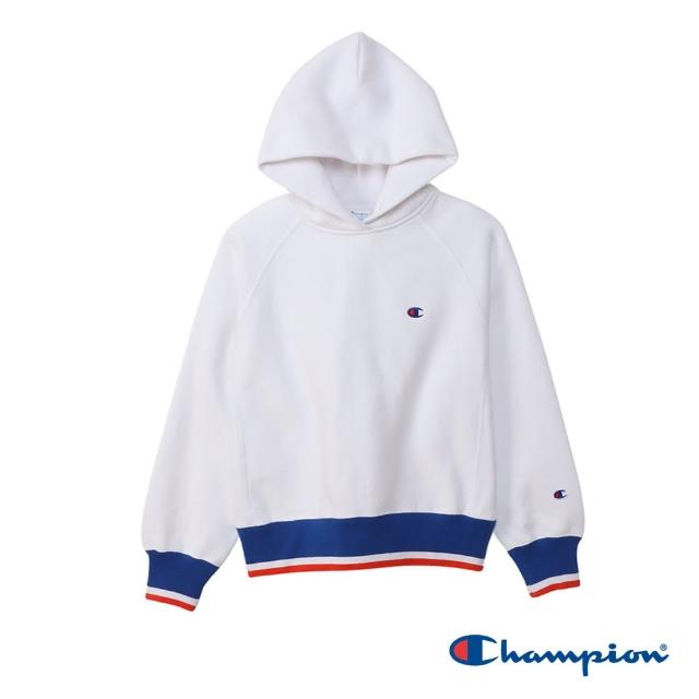 【Champion】官方直營-撞色刺繡LOGO連帽上衣-女(白色)