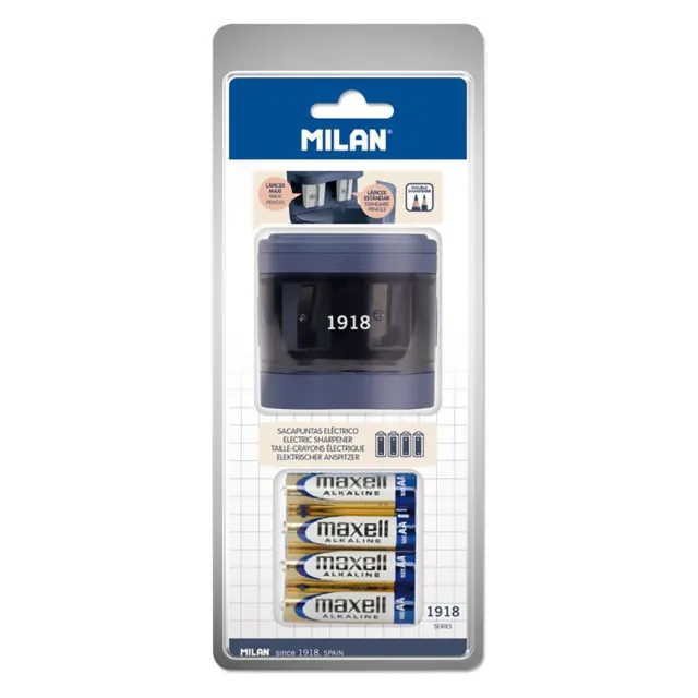 【MILAN】電動雙孔削筆機(6-12mm筆桿/附電池/可替換刀架)