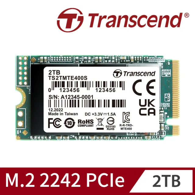 【Transcend 創見】MTE400S 2TB M.2 2242 PCIe Gen3x4 SSD固態硬碟(TS2TMTE400S 新舊包裝隨機出貨)