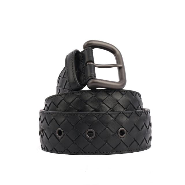 【BOTTEGA VENETA 寶緹嘉】牛皮編織皮帶_寬4cm(黑色)