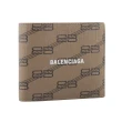 【Balenciaga 巴黎世家】BB Monogram 塗層帆布零錢袋對開短夾(米色/棕色)