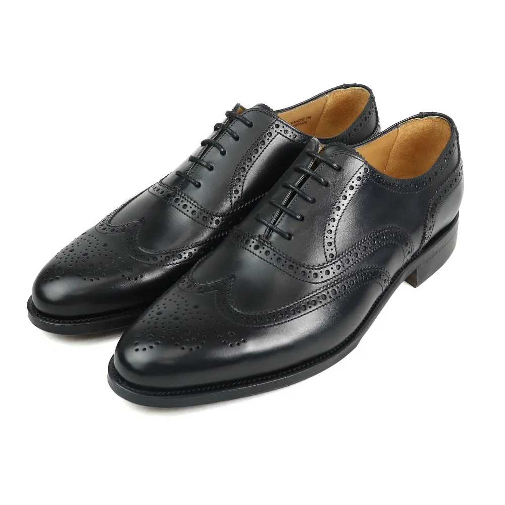 【Berwick】西班牙手工翼紋雕花牛津鞋 黑色(B5215-BL)