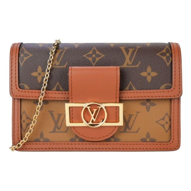【Louis Vuitton 路易威登】M68746 Dauphine系列Reverse帆布復古鏈帶肩背/斜背包(卡其棕)