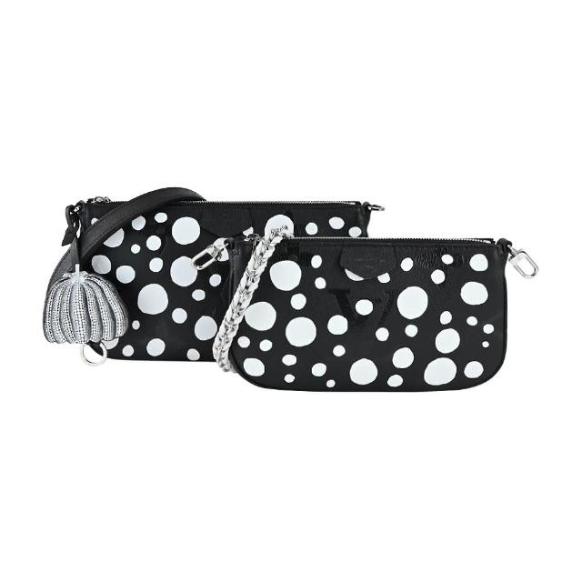 【Louis Vuitton 路易威登】M46410 LVxYK Infinity Dots 圓點印花粒面牛皮斜背袋(黑色)
