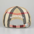【BURBERRY 巴寶莉】Burberry背面白字刺繡LOGO棉質經典格紋棒球帽(典藏米)