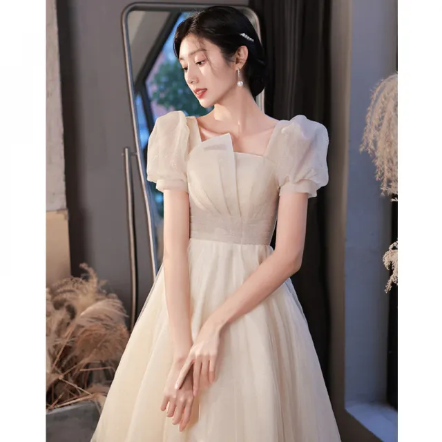 【Very Buy 非常勸敗】領證登記小晚禮服平時可穿輕奢感仙氣紗裙女宴會氣質小個子香檳色