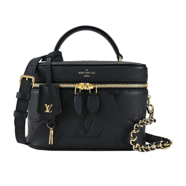 LV LOUIS VUITTON 經典 VANITY 系列 Reverse 帆布皮革飾邊鏈帶手提/斜揹包，時尚與實用兼具的設計，適合日常出勤與休閒場合。精緻的皮革飾邊與鏈帶裝飾，展現品牌高階工藝與獨特風格。輕便易攜，內裡空間充足，完美搭配各種場合。
