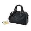 【Louis Vuitton 路易威登】M58953經典Speedy Bandouliere 20牛皮壓紋手提/斜背波士頓包(黑色)