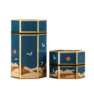 【小物收納】瑞鶴馬口鐵茶葉罐2入組(大容量 密封罐 防潮 儲物罐 點心罐 空罐 桌面擺飾 旅行茶具 吉祥茶具)