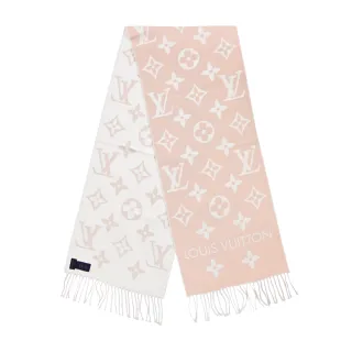 【Louis Vuitton 路易威登】M77854 Essential Monogram圖案羊毛圍巾(玫粉)