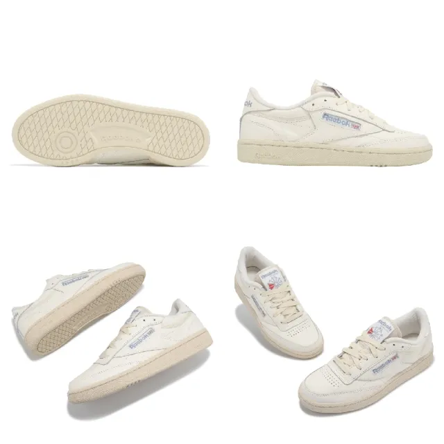 【REEBOK】休閒鞋 Club C 85 女鞋 米 白 皮革 拼接 低筒 復古 小白鞋 運動鞋(100074235) - momo購物網 ...