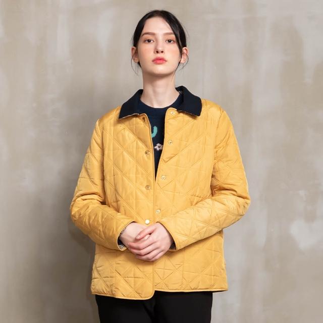 【perng yuh 芃諭名品】活俏悅動 造型領 菱格絎縫 鋪棉外套(2023 AW Collection｜2C秋冬系列)