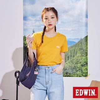 【EDWIN】女裝 露營系列 背後營地BOX LOGO印花短袖T恤(桔黃色)