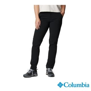 【Columbia 哥倫比亞 官方旗艦】女款-Back Beauty防潑水軟殼長褲-黑色(UAR89180BK/HF 秋冬款)