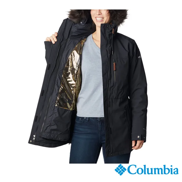 Columbia 哥倫比亞 官方旗艦 女款-Payton Pass™Omni-Tech防水金鋁點極暖兩件式外套-黑色(UWR42470BK/HF