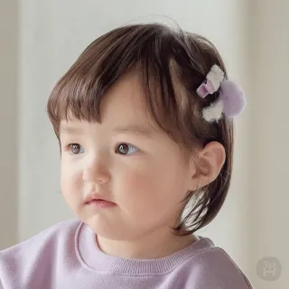 【Happy Prince】韓國製 Everybly淺紫毛球蝴蝶結小花女嬰兒童髮夾3件組(女童髮飾)