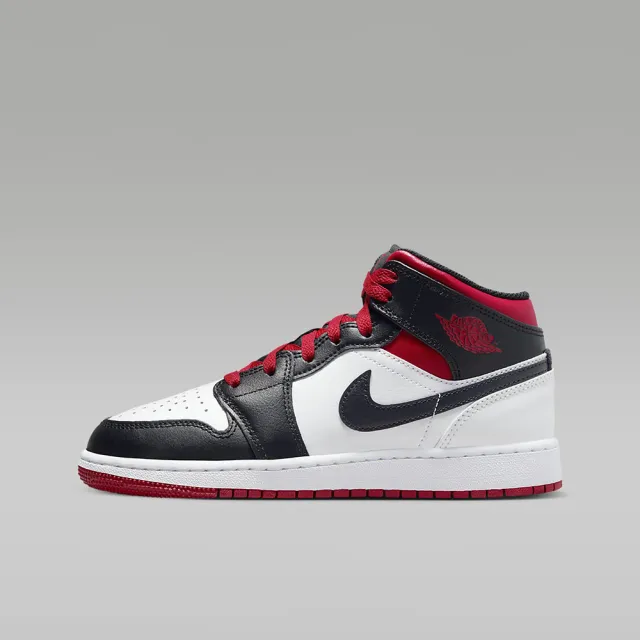 【NIKE 耐吉】休閒 籃球鞋 運動鞋 AIR JORDAN 1 MID GS 男鞋 女鞋 大童 黑白紅(DQ8423106)