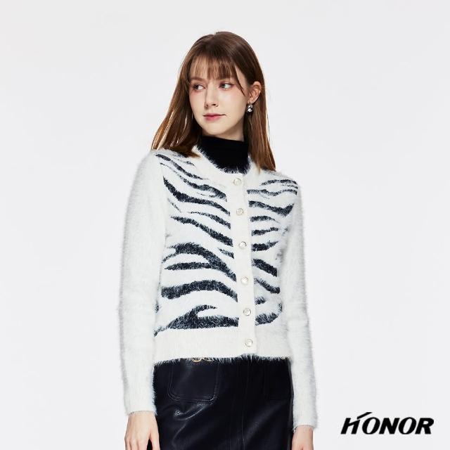 【HONOR 山形屋】虎紋圓領排釦毛衣外套