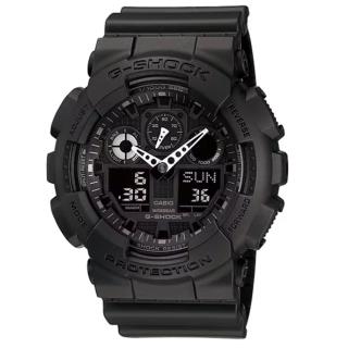 【CASIO 卡西歐】G-SHOCK 重型機械感錶款 黑色 GA-100-1A1 51.2mm