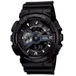 【CASIO 卡西歐】G-SHOCK 重型戰匠 百搭黑 雙顯限定錶款 GA-110-1B 51.2mm