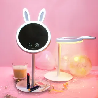 【Ms.elec 米嬉樂】兔兔LED化妝鏡檯燈 LM-004(多功能/檯燈/桌上鏡/LED化妝鏡)