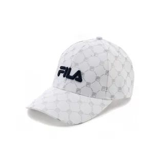 【FILA官方直營】滿版LOGO帽/棒球帽-白色(HTY-1103-WT)