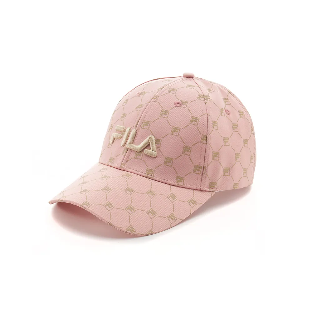【FILA官方直營】滿版LOGO帽/棒球帽-粉色(HTY-1103-PK)