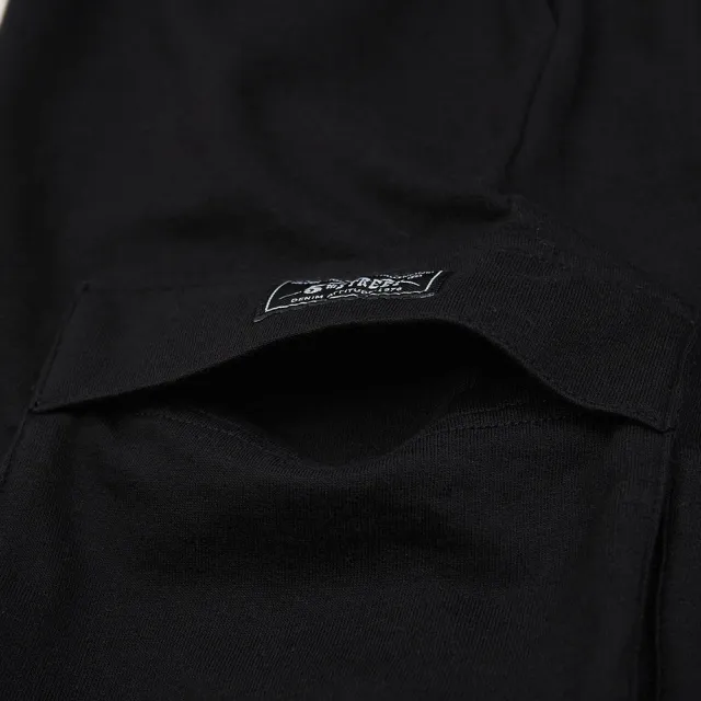 【5th STREET】雙11 中性 短褲 工裝短褲 輕量 口袋 綁帶 黑色(921027)