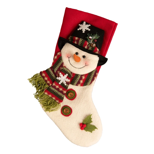 愛爾蘭Belleek Living 綠底拼貼聖誕雪人聖誕襪／
