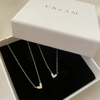 【CReAM】Kirsten純銀V型心型愛心低調閃耀金色銀色女項鍊項鏈(送禮 禮盒 生日)