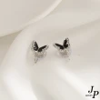【Jpqueen】小巧蝴蝶結水鑽針式夾式耳環(2色可選)