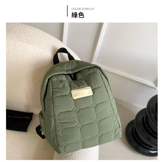 【The Rare】日系簡約休閒雙肩包 棉服輕量防潑水後背包 側背包 旅行包