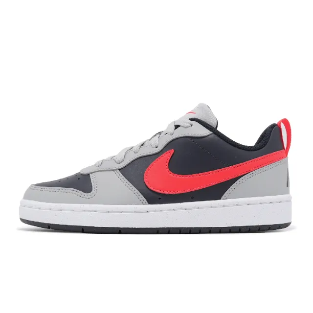 【NIKE 耐吉】休閒鞋 Court Borough Low Recraft GS 大童 女鞋 灰 紅 皮革 低筒(DV5456-003)