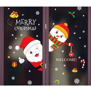 【神崎家居】聖誕裝飾牆貼壁貼-聖誕老人雪人