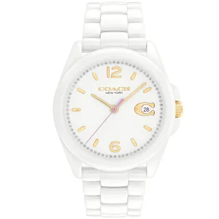 【COACH】官方授權經銷商 優雅質感陶瓷晶鑽手錶-36mm/白 新年禮物(14503925)