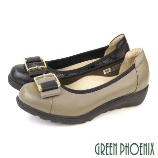 【GREEN PHOENIX 波兒德】女 包鞋 娃娃鞋 便鞋 厚底 全真皮 OL 面試 通勤 臺灣製(灰色、黑色)